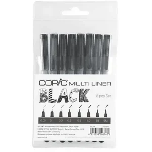 COPIC Multiliner Set nero 8 pz